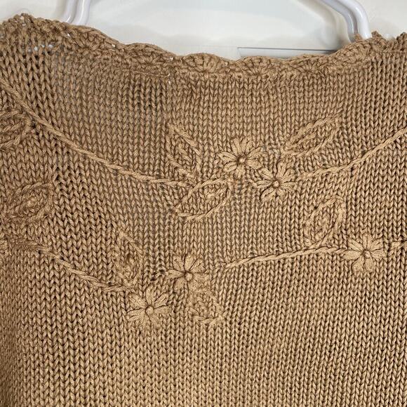 Vintage 90s Express Boho Embroidered Floral V-neck Sweater Sz L Cottagecore Y2K - Picture 12 of 16